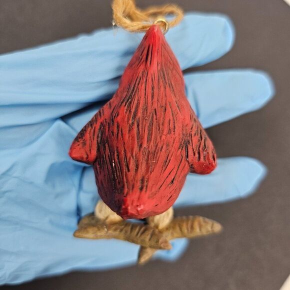 Vintage Bert Anderson Christmas Cardinal Bird Ornament 2002 Dangle Jute Folk Art - Picture 12 of 14